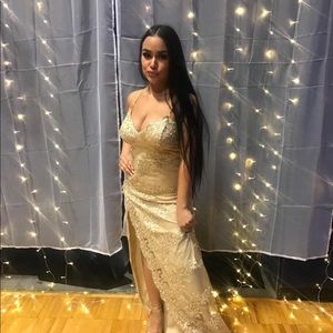 Beautiful Nude/Gold Prom Dress